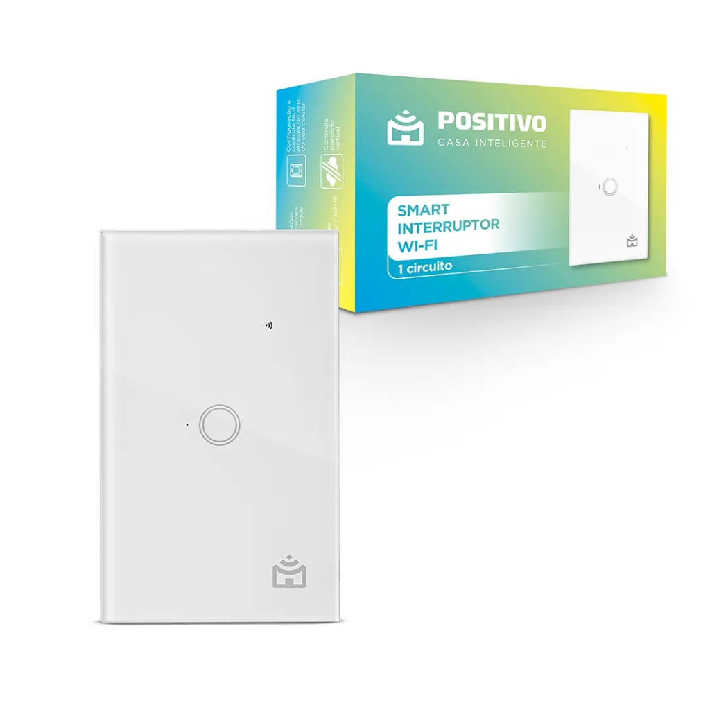 Smart Interruptor Wi-Fi Positivo Casa Inteligente 1 Módulo Touch, Branco - Compa
