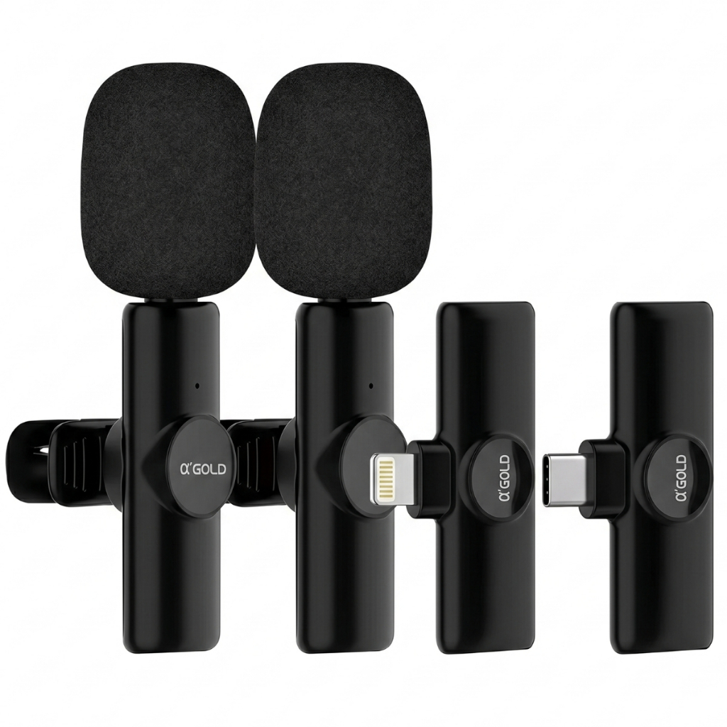 Microfone De Lapela Sem Fio Celular Smartphone PC Usb-C ou Lighting Android IOS