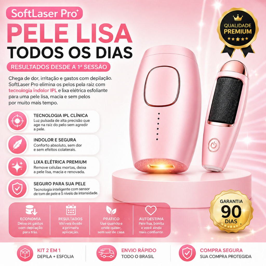 Depilador Laser IPL Indolor + Lixa de Pé Elétrica 2 em 1 | Pele Lisa Sem Dor Sem Pelo Envio Rápido