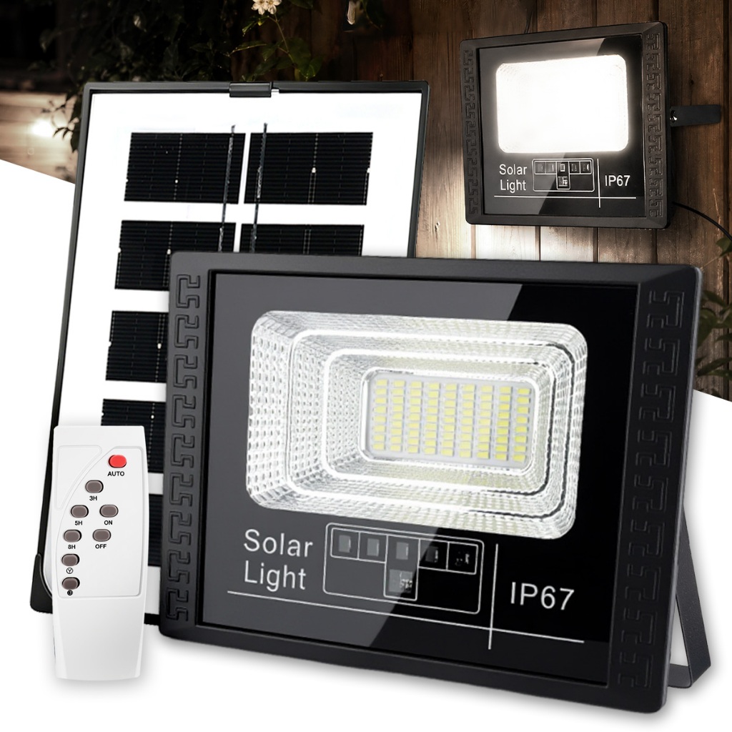 Holofote Solar LED 300W com Placa e Bateria, Prova d'Água para Profissionais e Jardim, quintal, garagem