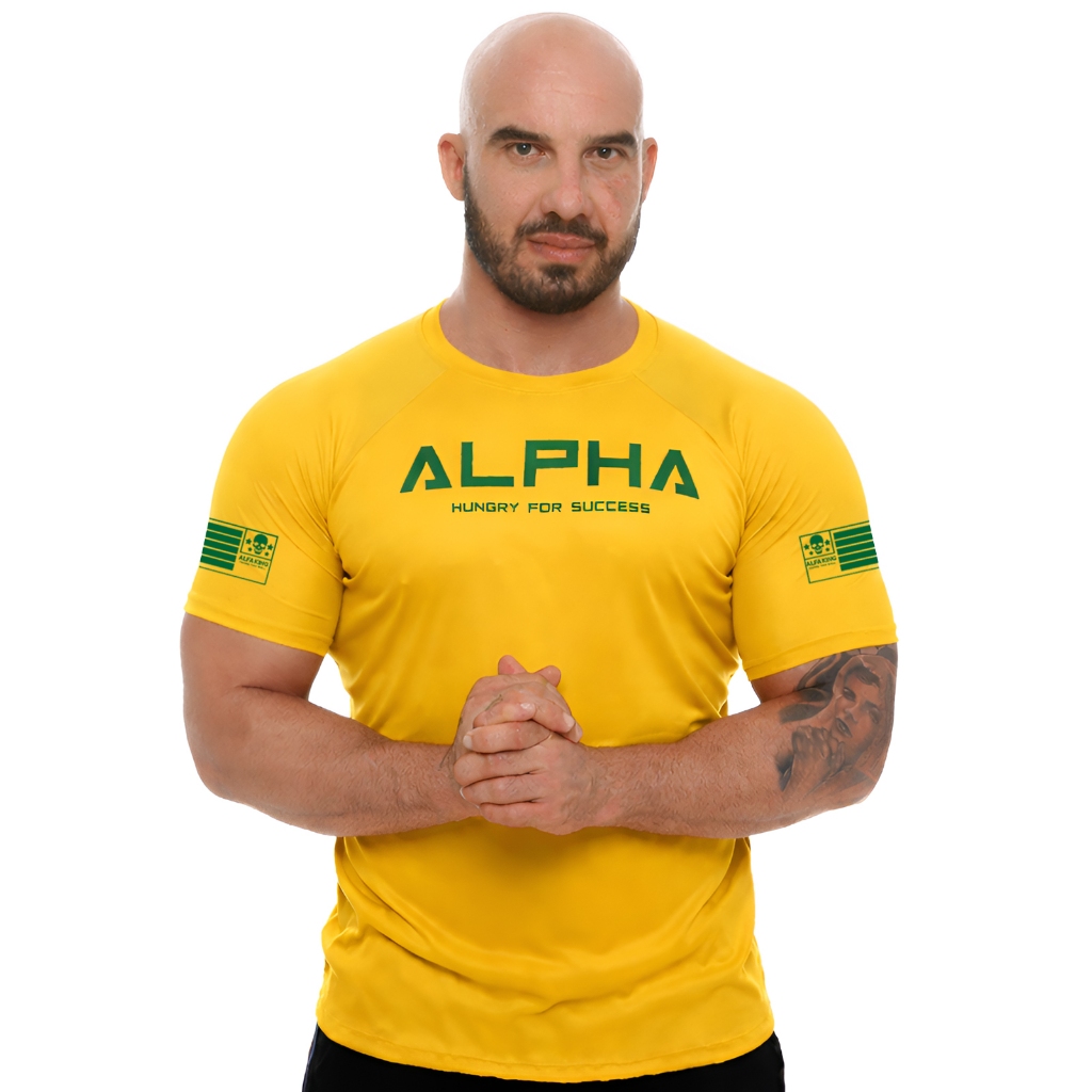 Camiseta Camisa Masculina ALPHA Dry Fit Academia Treino Fitness copa do mundo Brasil