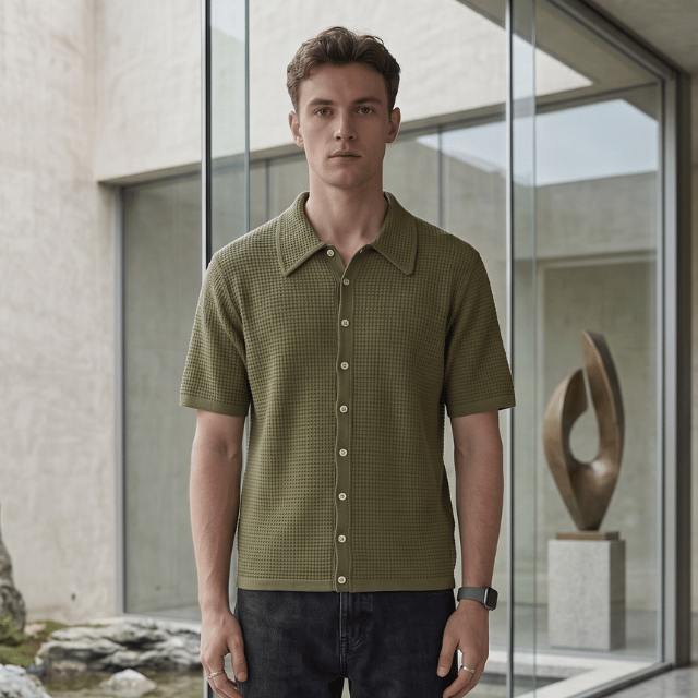 Camisa Polo Tricô Premium Masculina Corte Reto Conforto Casual Luxo Botões Gola Polo Clássica