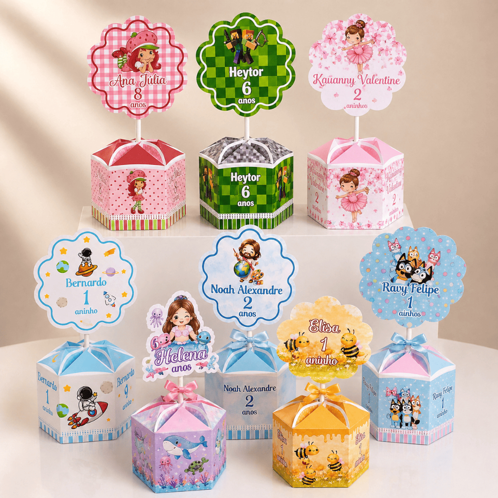 Centro de Mesa Festa Infantil Aniversário Lembrancinhas - Qualquer Tema Personalizado
