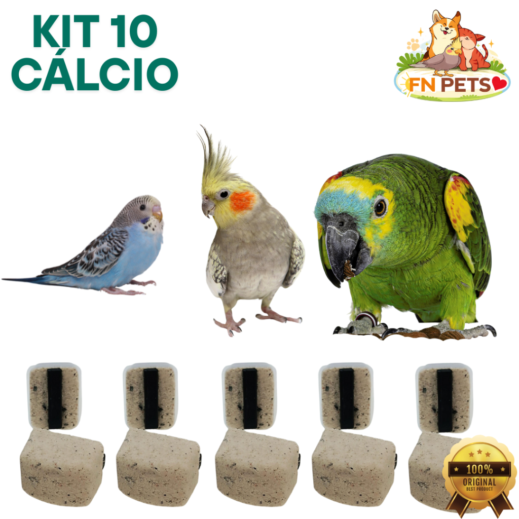 Kit ate10 Pedra de Cálcio para Pássaros Fortalece Ossos e Bico Reduz Estresse Fácil de Fixa Gaiola