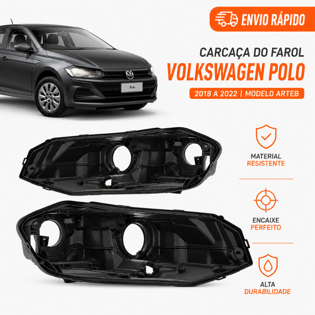Carcaça Farol Volkswagen Polo 2018 2019 2020 2021 2022 Modelo Arteb
