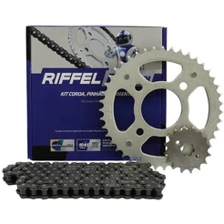 Kit Relação Transmissão Tração Riffel Completa Honda Fan 125 2009 Em Diante.