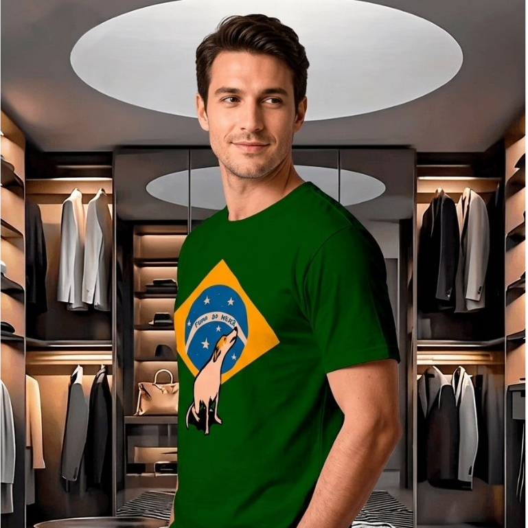 Camiseta RUMO AO HEXA Brasil Copa do Mundo Cachorro Caramelo Masculino e Feminino 100% algodão