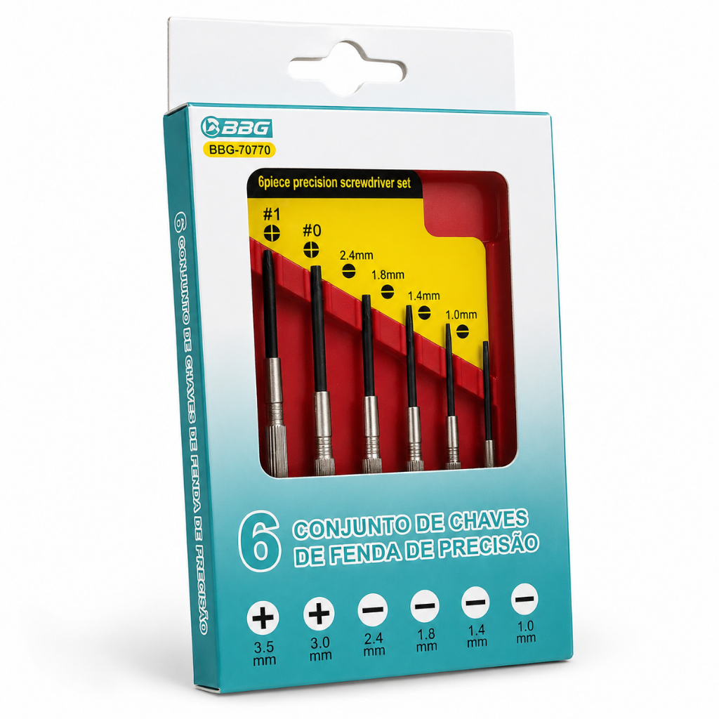 Kit 6 Chaves de Precisão Para Relógio Celular Óculo Philips Fenda Aço Carbono