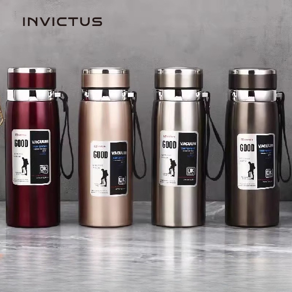 Garrafa 800ml/1000ml Inox Térmica Com Infusor Prata Dourada De Água Café Parede Dupla Com Alça