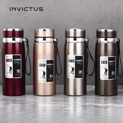 Garrafa 800ml/1000ml Inox Térmica Com Infusor Prata Dourada De Água Café Parede Dupla Com Alça
