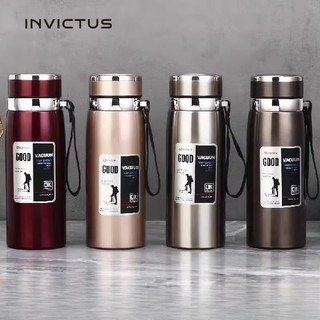 Garrafa 800ml/1000ml Inox Térmica Com Infusor Prata Dourada De Água Café Parede Dupla Com…