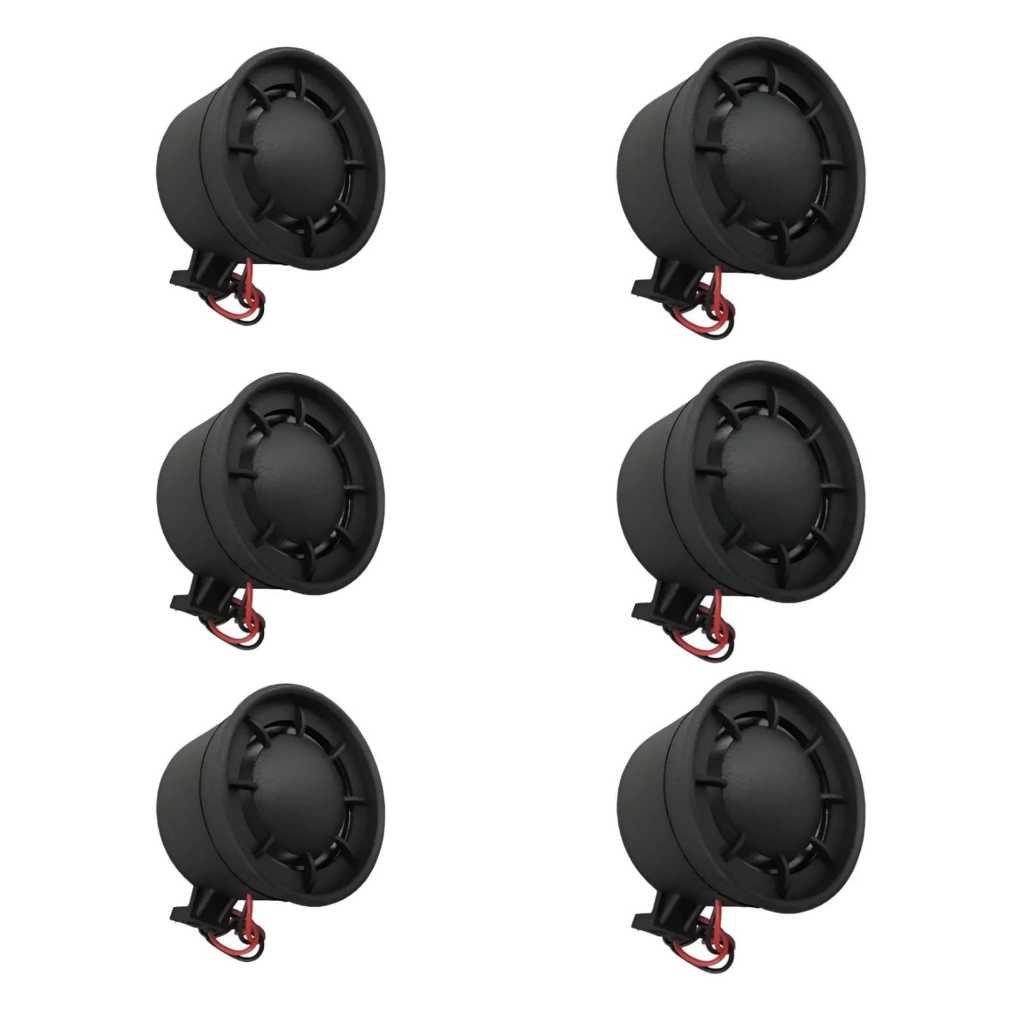 Kit 6 Pcs Sirene Bitonal Fks 12v P/ Alarme Automotivo E Residencial Fio Vermelho