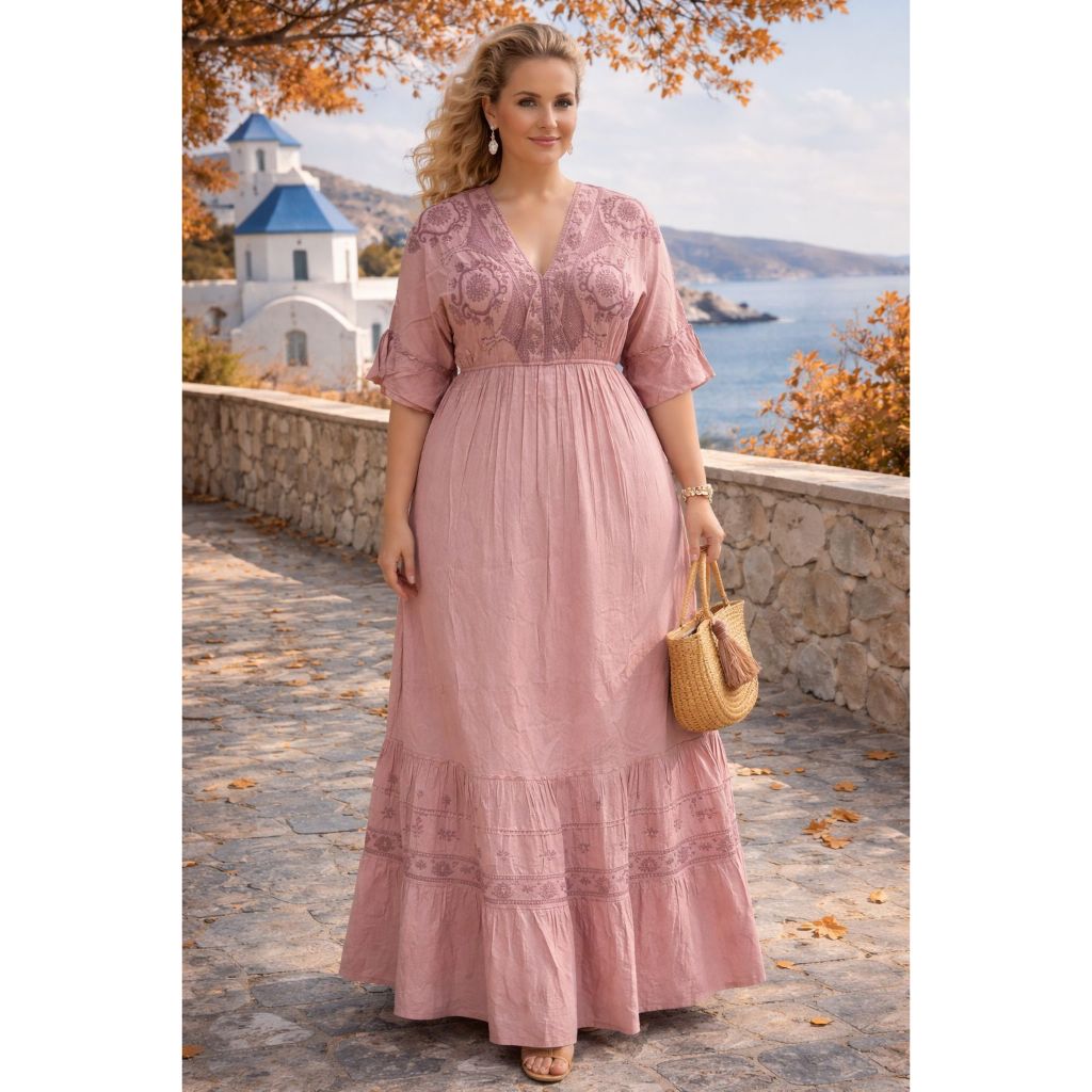 Vestido Feminino Plus Size Longo Elegante E Soltinho Moda Roupa Plus Size Liso Diversas Cores Tamanho 48 50
