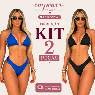 Kit 2 Biquini Fio Forro Duplo Cortininha Calcinha Asa Delta