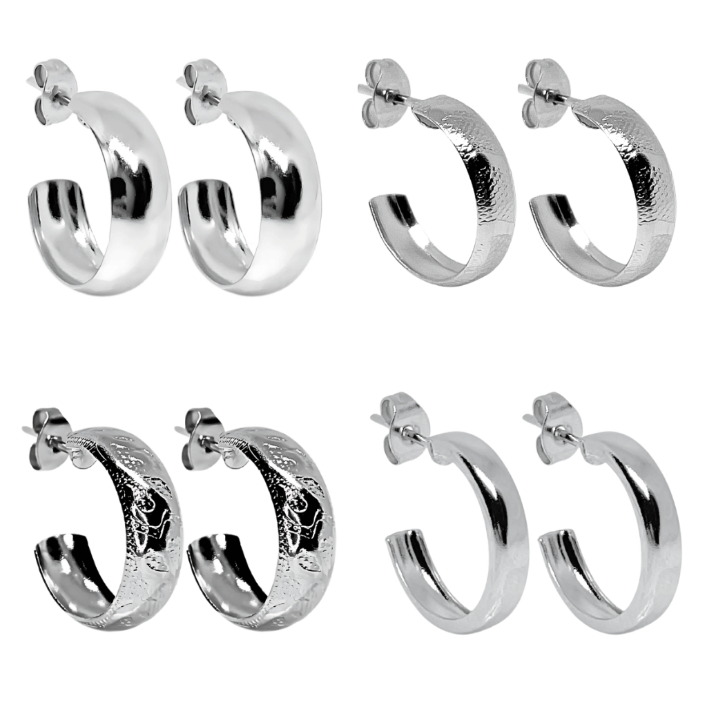 Kit Conjunto 4 Brincos Pequeno Argola Aço Inox Antialérgico Feminino