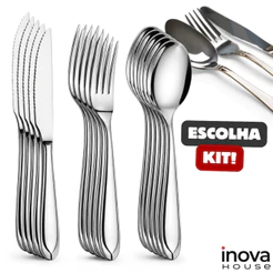 Jogo de Talhares Inox Escolha 36, 72 ou 108 Peças Faqueiro Completo Talheres Faca Garfo Colheres