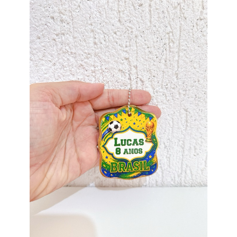 Tag Apliques Personalizados 3D Copa Futebol Brasil para Lembrancinha | Festa Infantil | Qualquer Tema