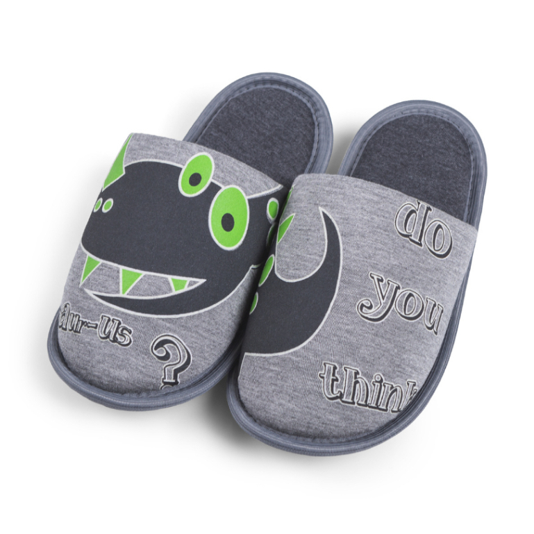 Pantufa Dino infantil confortável solado EVA antiderrapante, estampa divertida que brilha no escuro ideal para noite