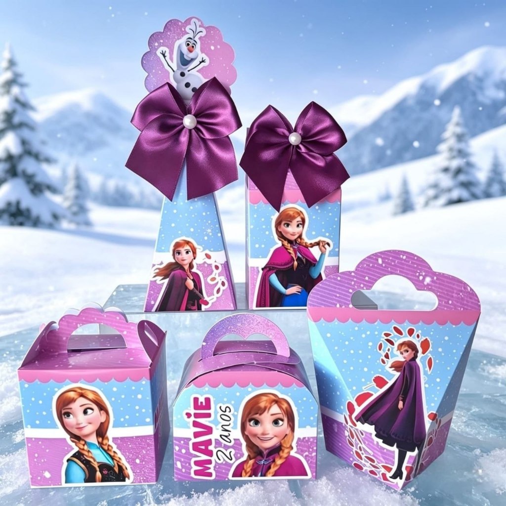 Kit Personalizados FROZEN ANA PRINCESAS Pegue e Monte Caixinhas Lembrancinhas Festa Infantil Aniversário