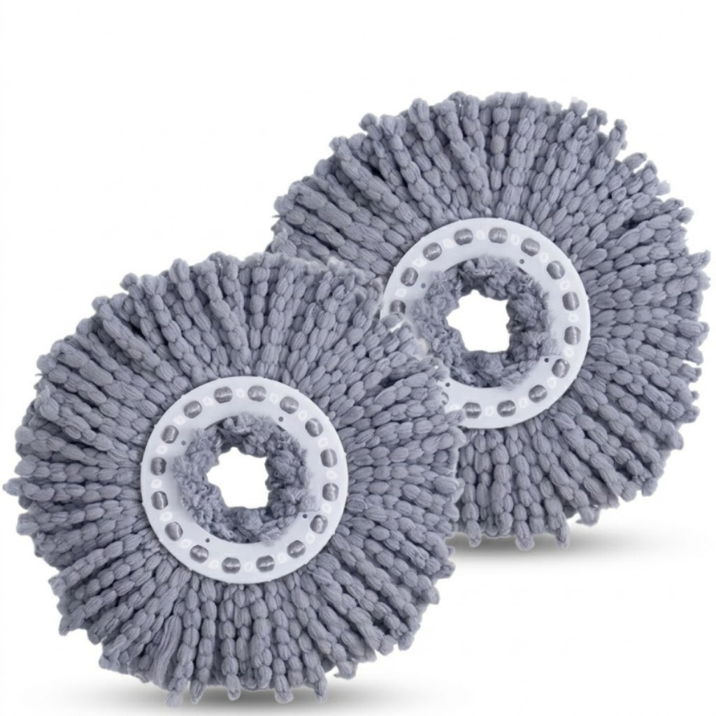 Kit 2 Refis de Microfibra Para Mop Giratório Giro fit Simplo Lavável Limpeza Esfregão 13,5 cm
