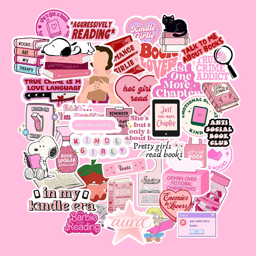 Kit 42 Adesivos Rosa Para Kindle Colagem e Personalização À Prova D’água