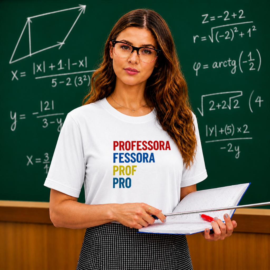 Camiseta Professora Divertida Estampada Algodão Feminina Básica Casual Presente Escola Confortável