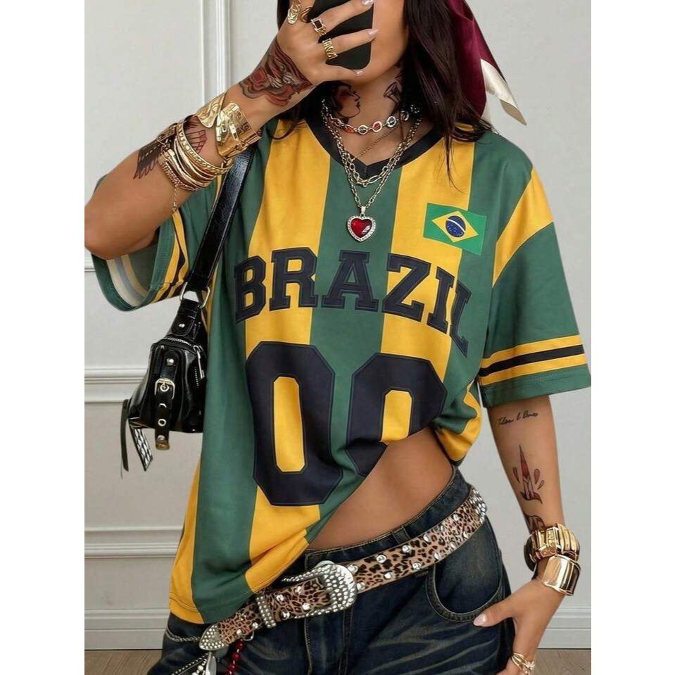 Blusa do Brasil Camisa Copa do Mundo Seleção Brasileira Oversized Premium Verde Amarelo COP01