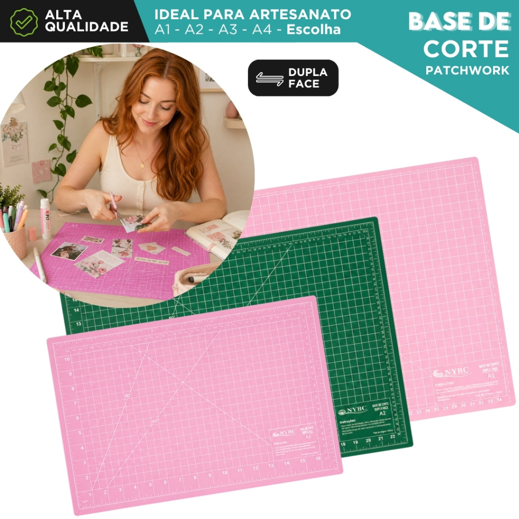 Base de Corte A3 45x30cm Dupla Face Auto Cicatrizante Patchwork Artesanato Profissional - BN