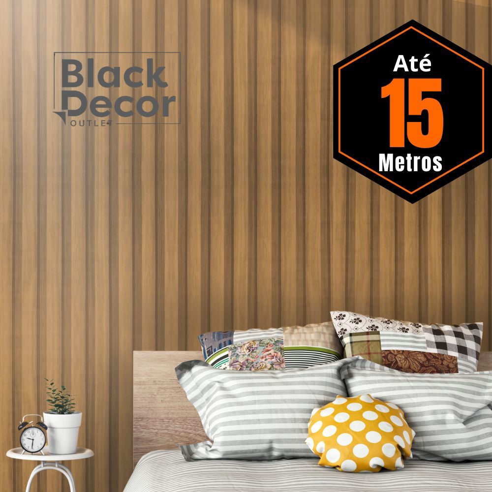 Papel de Parede PREMIUM 5 Metros x 45cm Madeira Ripado Autoadesivo Sala, Quarto, Escritório