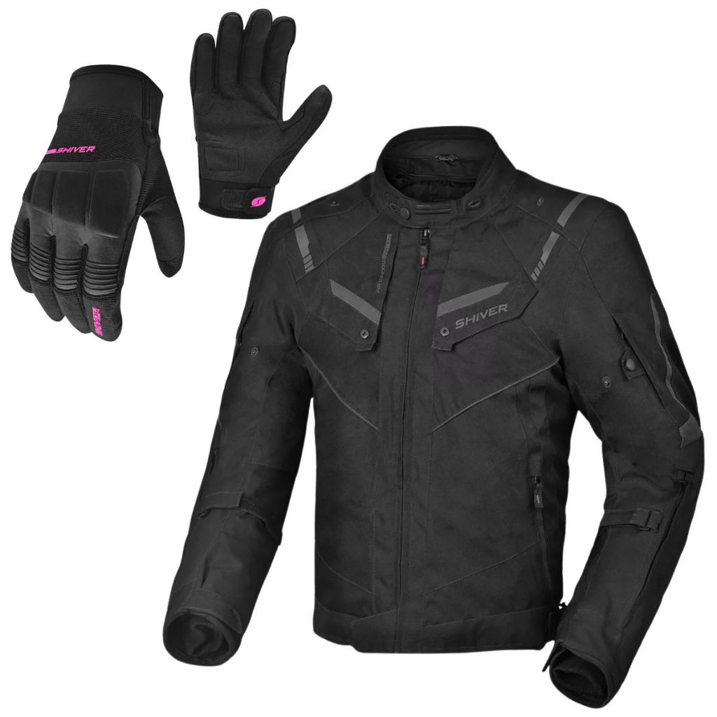 JAQUETA MOTO MOTOCICLISTA MOTOQUEIRO RESISTENTE A AGUA SHIVER RACE TOURING FEMININA PILOTAGEM + LUVA ROCKET 2 TIPO X11