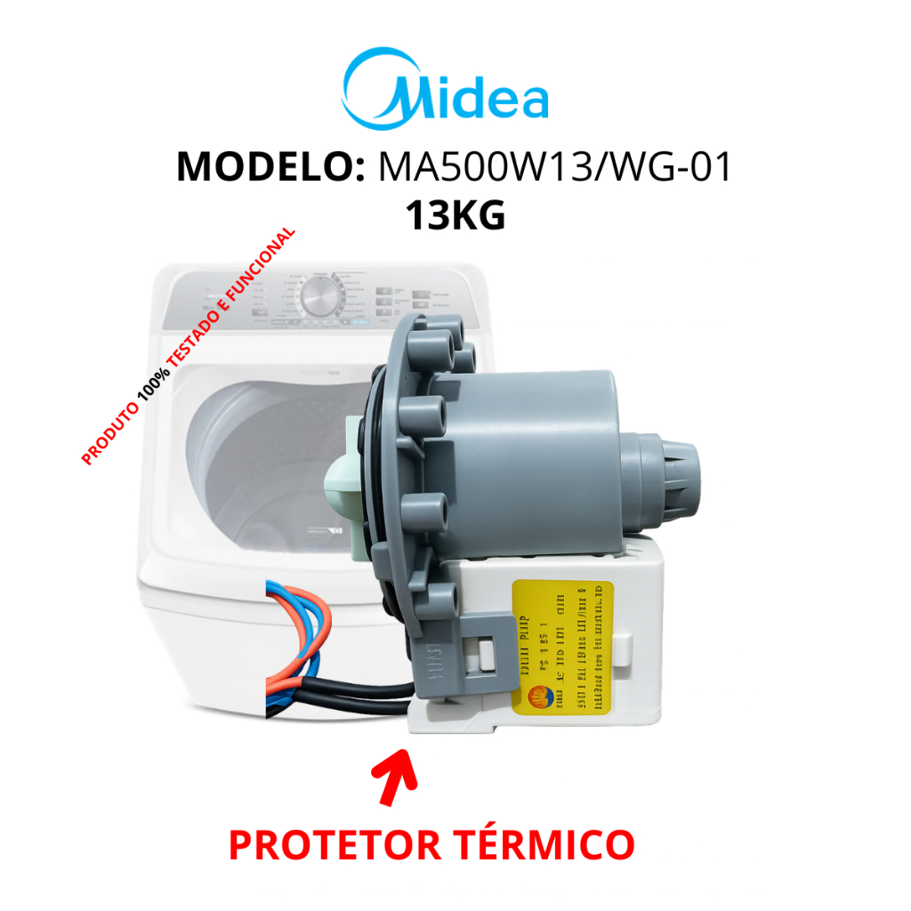 Bomba Drenagem 127V Lavadora TOP LOAD MIDEA -  MA500W13/WG-01