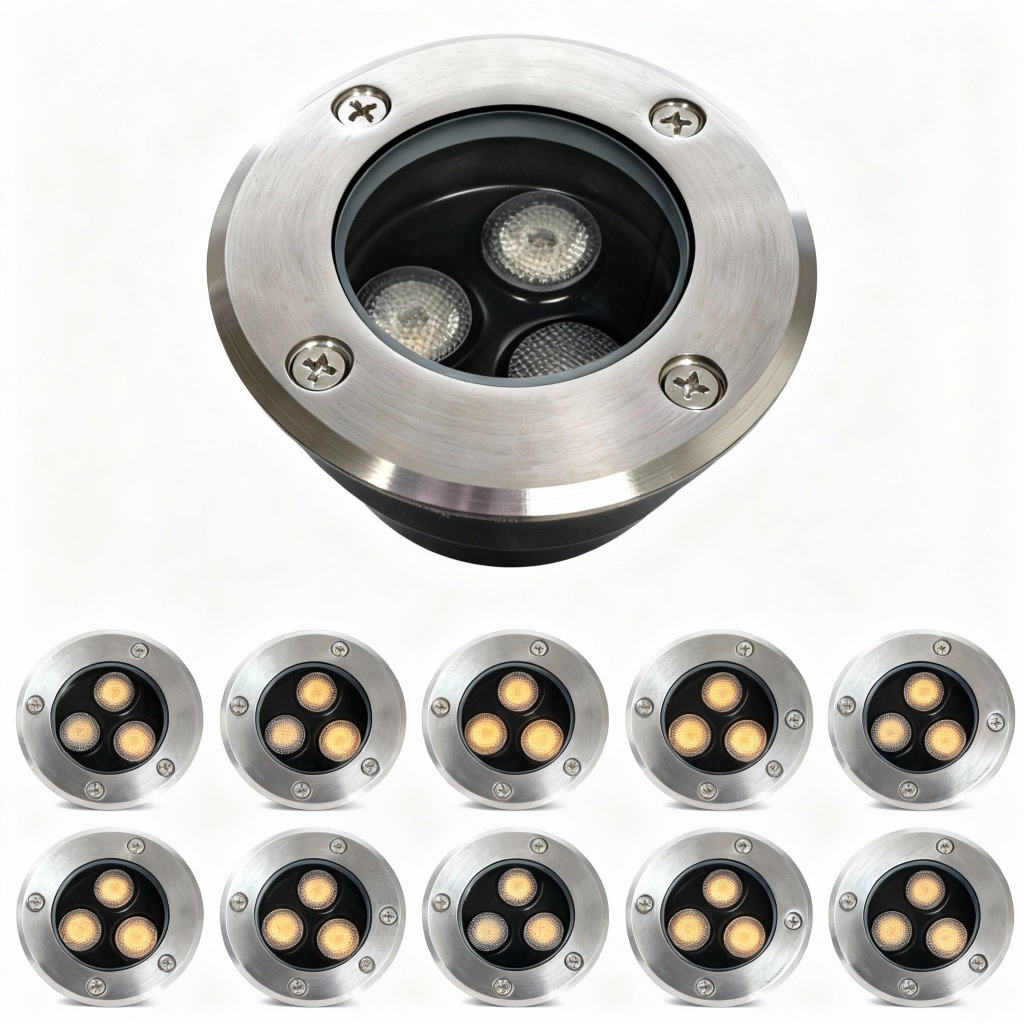 Kit10 Balizador Spot Led Embutir Chão Piso Jardim 3w Branco Quente Lâmpada Luminária Bivolt Blindado Prova D'água