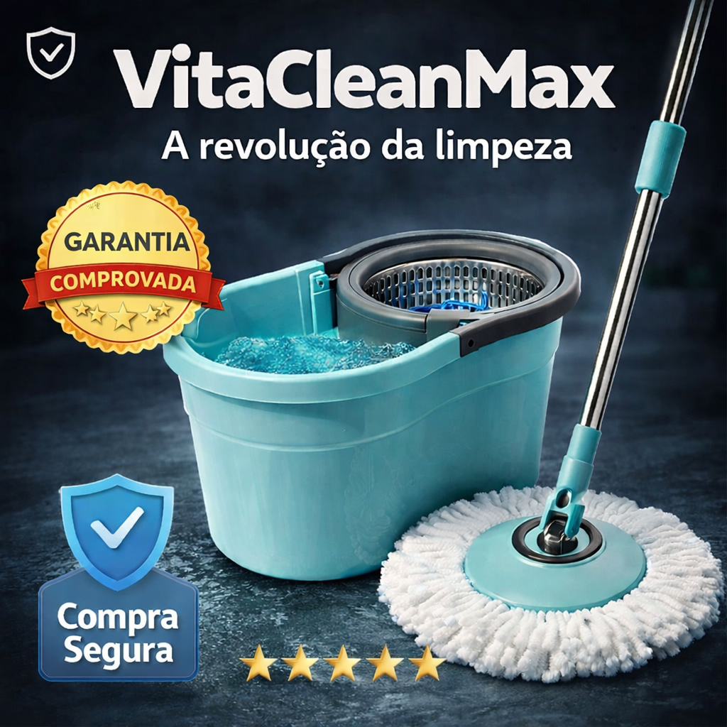 Esfregão Mop Giratório 360 Balde 13 Litros Cabo Extensor Inox Doméstico casa Limpeza Profissional