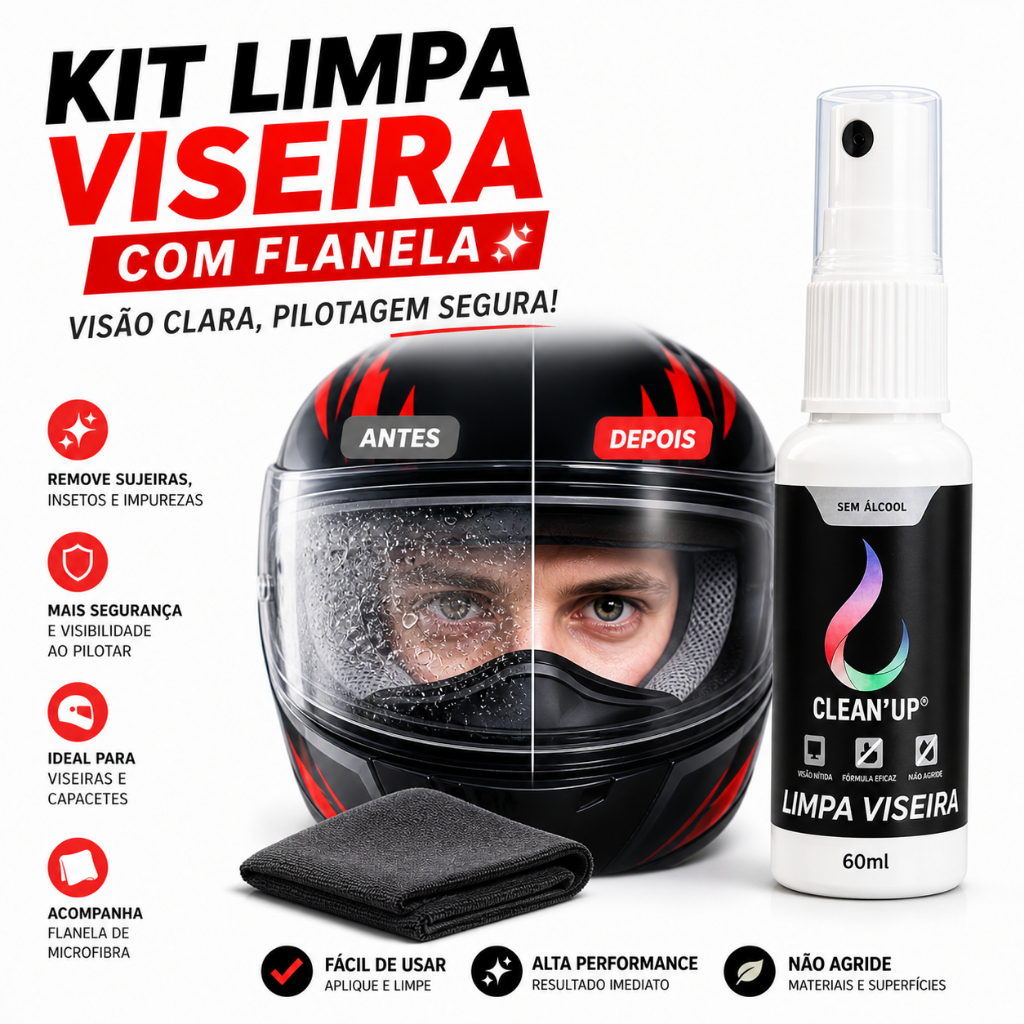 Kit Limpa Viseira de Capacete Com Flanela Magica Pano Microfibra para Limpeza anti Respingos