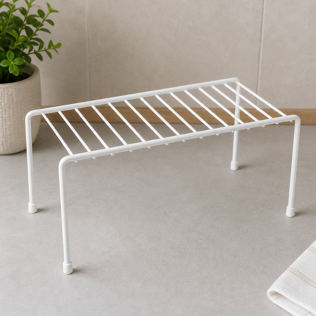 Organizador 32CM Organizador de Pratos Armario Aramado Cozinha Preto Branco