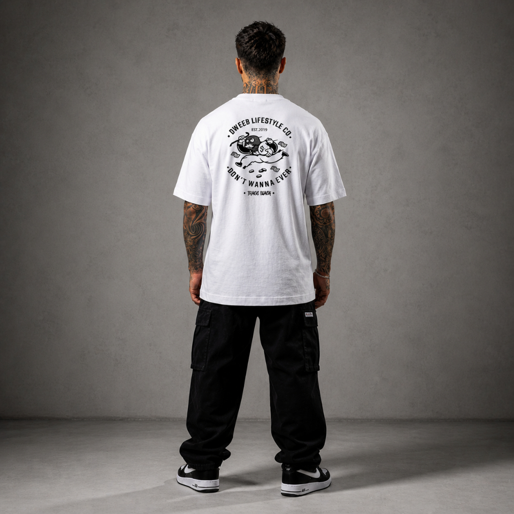 Camiseta Oversized Masculina Streetwear Trace Black LifeStyle Algodão Treino Academia Dia a dia