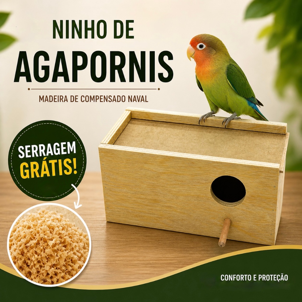 Ninho para Passaro Passarinho Agapornis Com Ninho E Serragem
