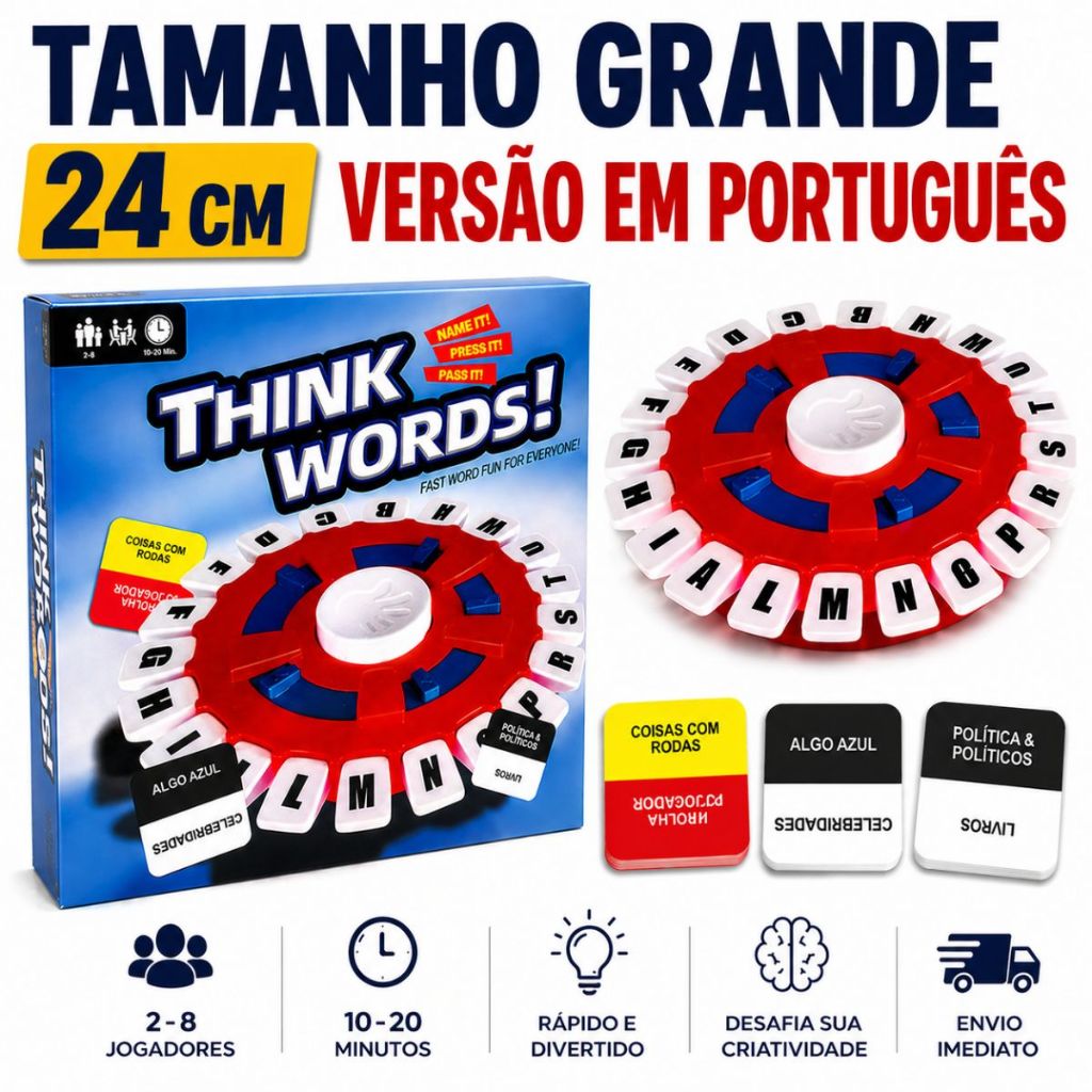 Jogo Tabuleiro Tapple  Stop Rápido Alfabeto Letras Palavras Versão Em Português Com Temporizador Para Crianças Adultos