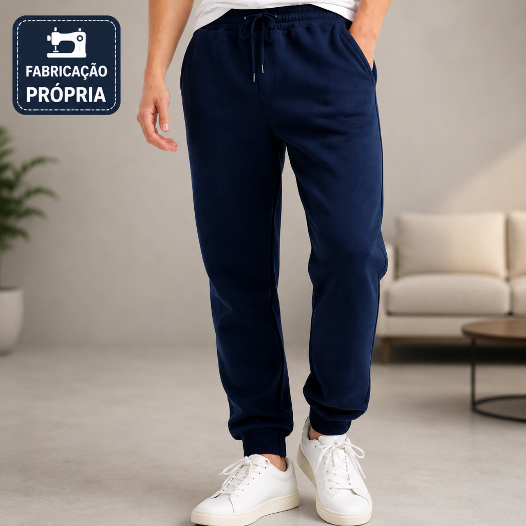 Calça de Moletom Peluciada Jogger Grossa Bolsos e Cordão – Ideal Academia, Caminhada e Dia a Dia