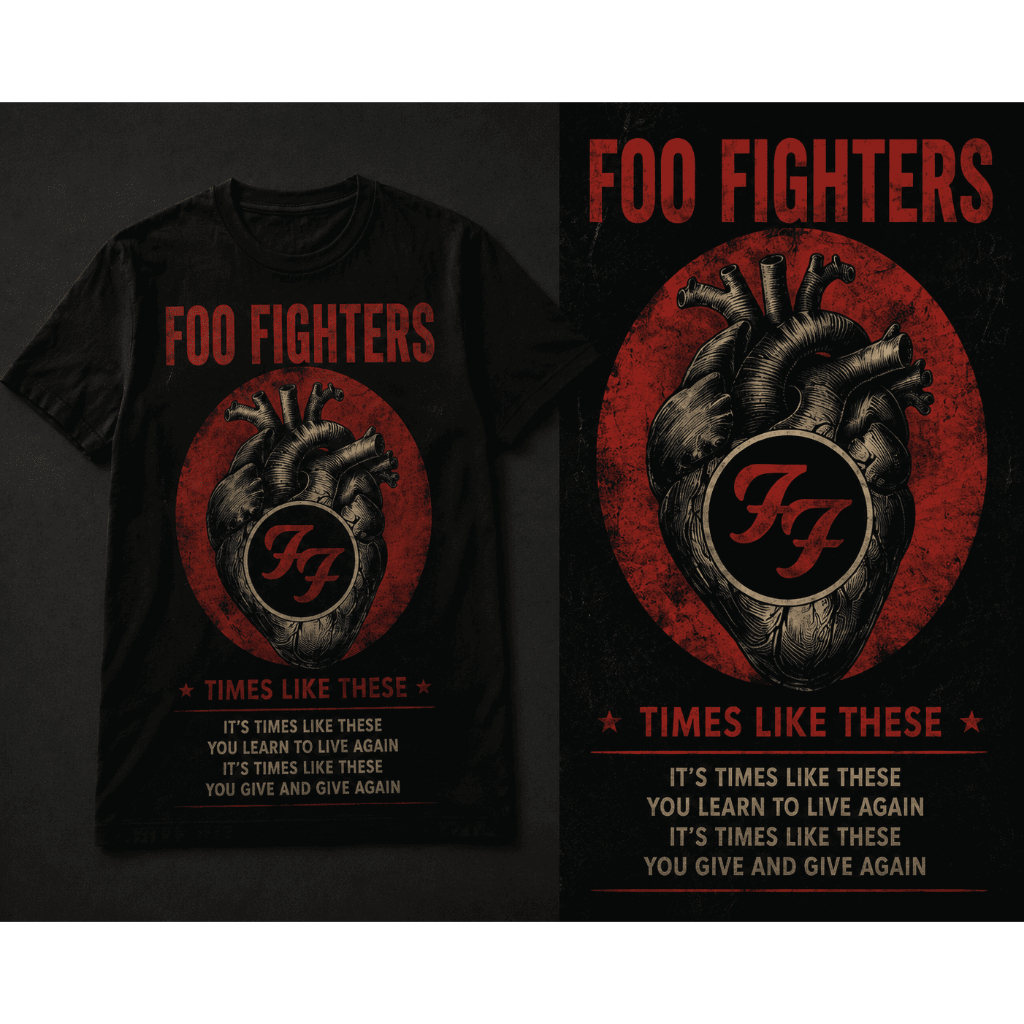 Camiseta Estilo Dark Vintage "Times Like These" Rock Foo Fighters Camisa 100% Algodão Unissex