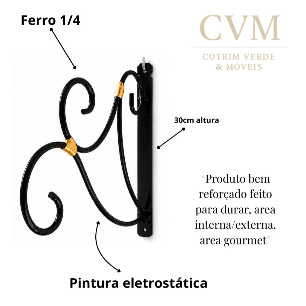 Suporte Para Plantas Ferro Parede Vaso Suspenso Jardim Vertical Decoração Área Gourmet Varanda Interna Externa Rústico
