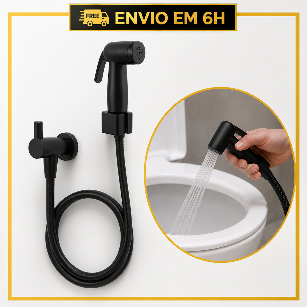 Acessório Banheiro Luxo Preto Fosco | Ducha Higiênica E Acessórios Quadrados Inox Preto