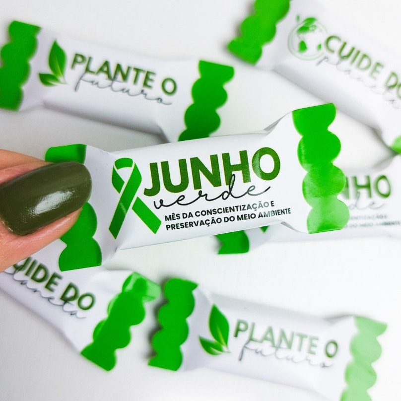 Kit 50 a 200 Balinhas Personalizadas - Campanha Junho Verde Meio Ambiente | Mimo Lembrancinha Corporativa