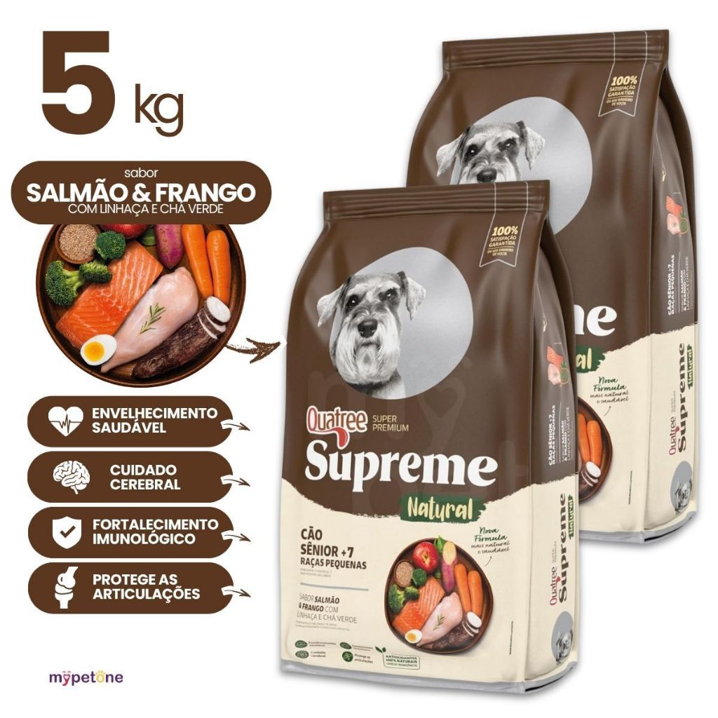 Kit com 2 Ração Quatree Supreme Cães Sênior Raças Pequenas 2,5kg