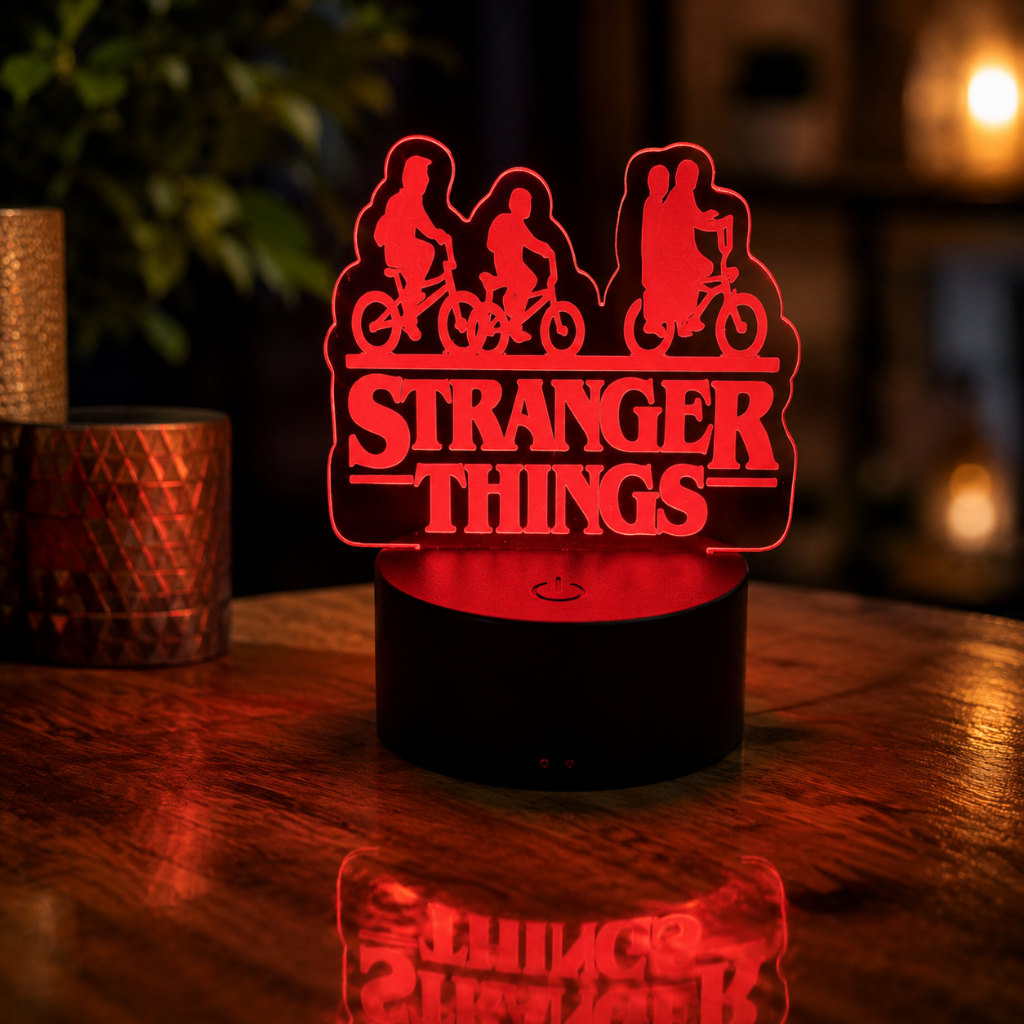 Luminária LED Stranger Things Acrílico 3D RGB Decoração Geek