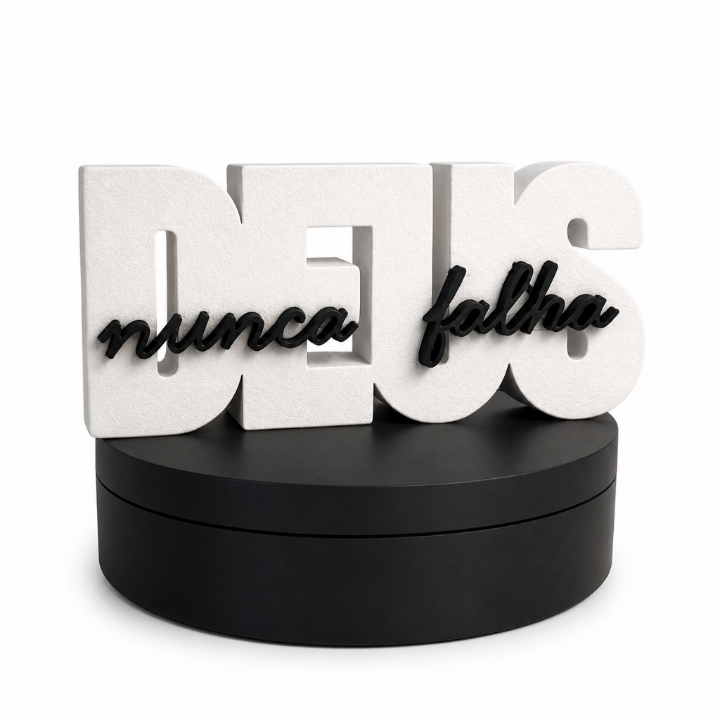 Placa Decorativa Nome Deus Nunca Falha Decoração Religiosa Cristã Escritório Casa