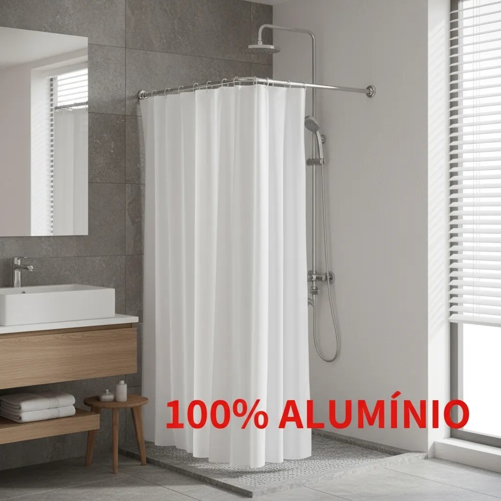 Suporte Box ALUMINIO  Banheiro  Varão Tubo Parede Curvo 80cm