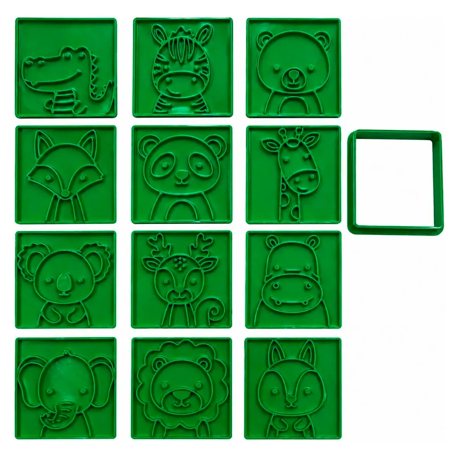Kit 12 Cortador Biscoito Forma Molde Animais Safari Floresta Exclusivo 3d · foto 2