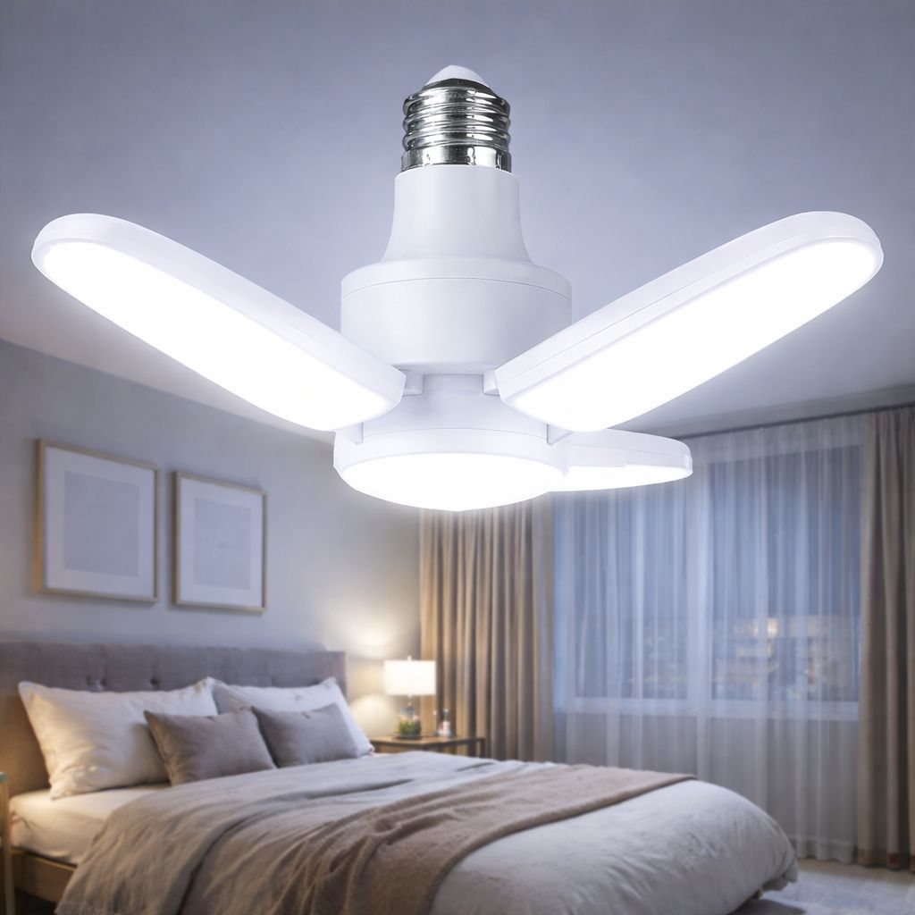 Imagem Lâmpada LED Dobrável E27 28W Bivolt Branco frio ou quente Hastes Ajustáveis (Ajuste de Ângulo)