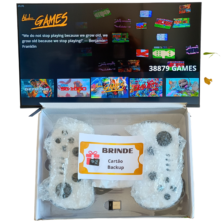 Console de Jogos Portátil Y1 Mini TV Game Stick + Controles Sem Fio, 38878 Jogos Retrô em HD